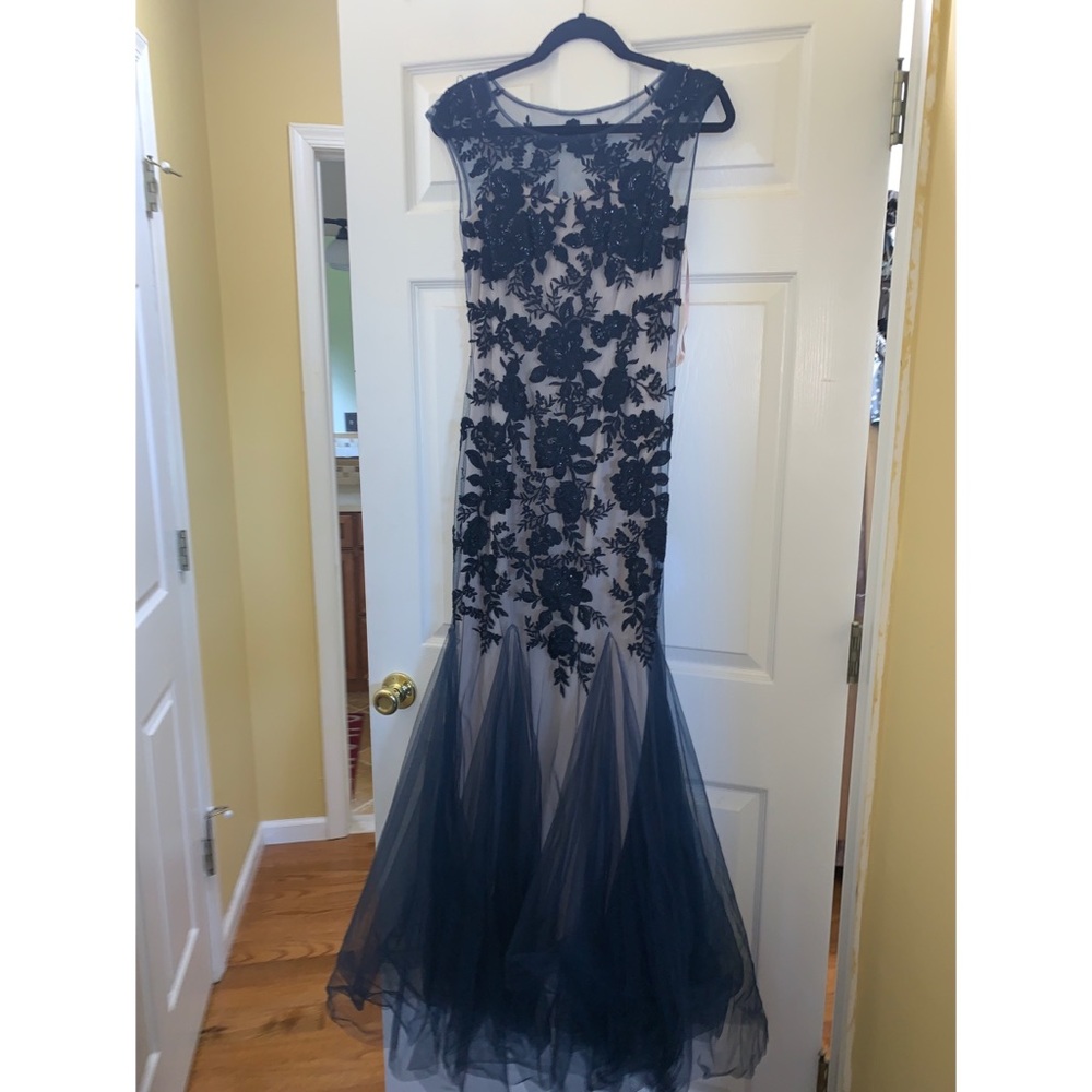 Navy blue and beige maxi dress
